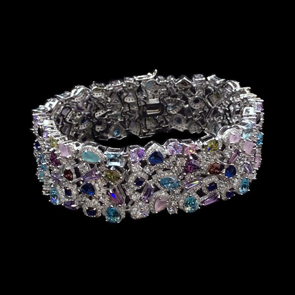 Pulsera Mosaic Plata Multicolor XL