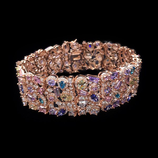 Pulsera Mosaic Plata Rosa Multicolor XL