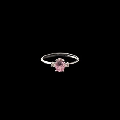 Anillo Garden de oro blanco y cuarzo rosa oval