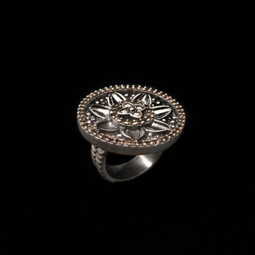 Anillo Enigma de plata y circonitas caramelo