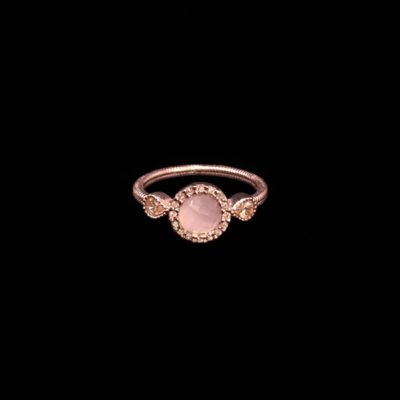 Anillo Havana de plata rosa y cuarzo rosa Mini