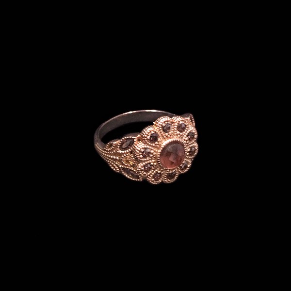 Anillo Havana de plata rosa y turmalina Flor