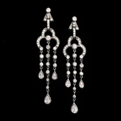 Pendientes Eternity de plata negra Chandelier