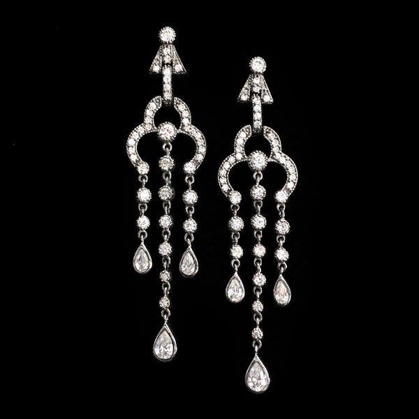 Pendientes Eternity de plata negra Chandelier