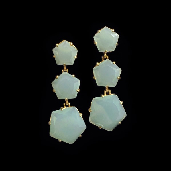 Pendientes Iceberg de plata dorada y cuarzo verde XL