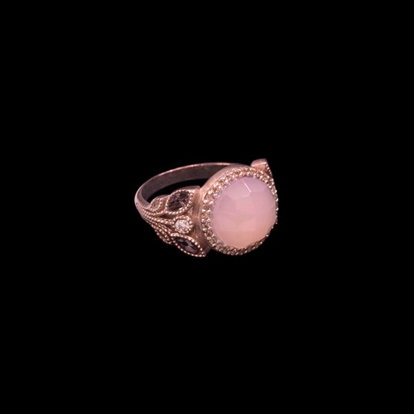 Anillo Havana de plata rosa y cuarzo rosa Vegetal