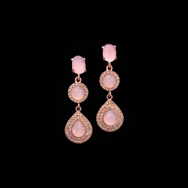 Pendientes Havana de plata rosa y cuarzo rosa