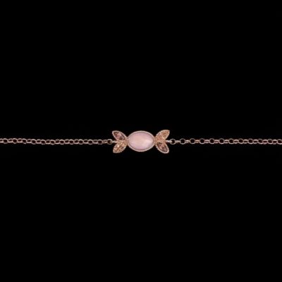 Pulsera Havana de plata rosa y cuarzo rosa Mini