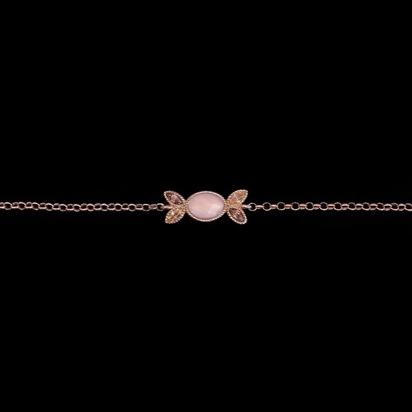 Pulsera Havana de plata rosa y cuarzo rosa Mini