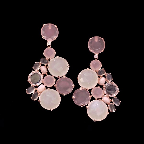 Pendientes Mosaic Cuarzos Rosa Fume Pompei