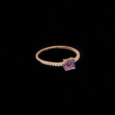 Anillo Endless de oro rosa, amatista y diamantes