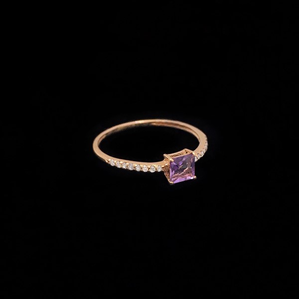 Anillo Endless de oro rosa, amatista y diamantes