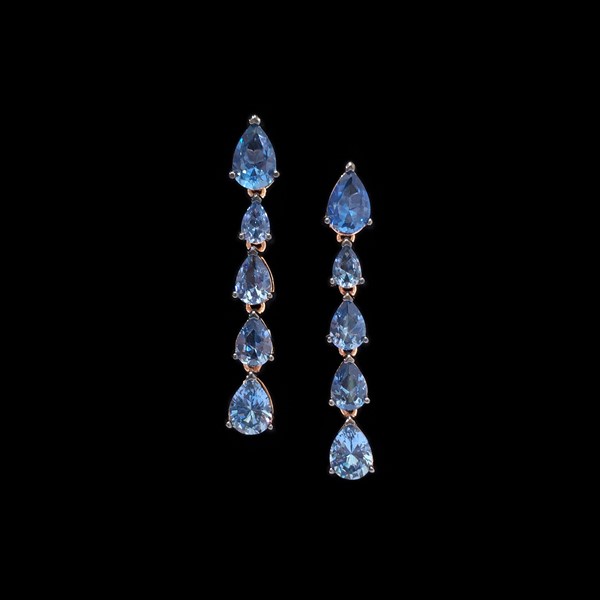 Pendientes Mosaic de plata rosa y espinelas azules Gotas