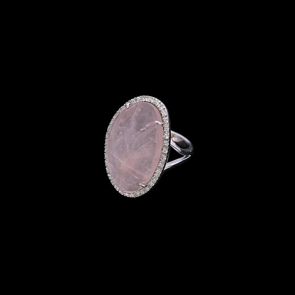 Anillo Gemstones de plata y cuarzo rosa