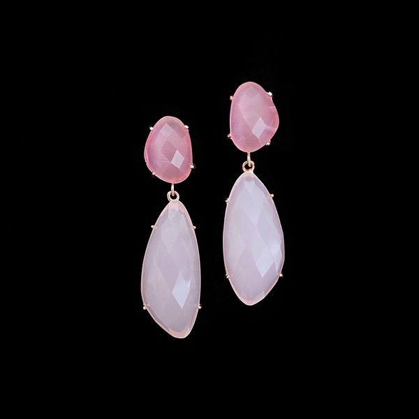 Pendientes Iceberg de plata rosa y cuarzo rosa