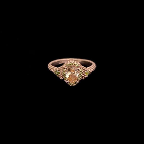 Anillo Havana de plata rosa, cuarzo citrino y peridotos