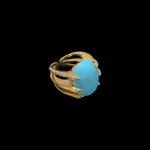 Anillo Marai de plata dorada y turquesa Rift