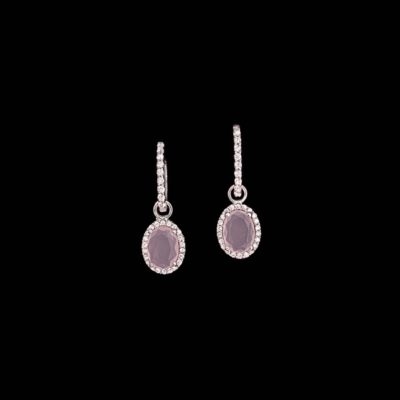 Pendientes Garden de oro blanco y cuarzo rosa desmontables