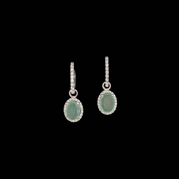 Pendientes Garden de oro blanco y cuarzo verde desmontables