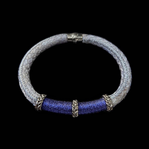 Pulsera Dandy de plata y piel azul Kirk