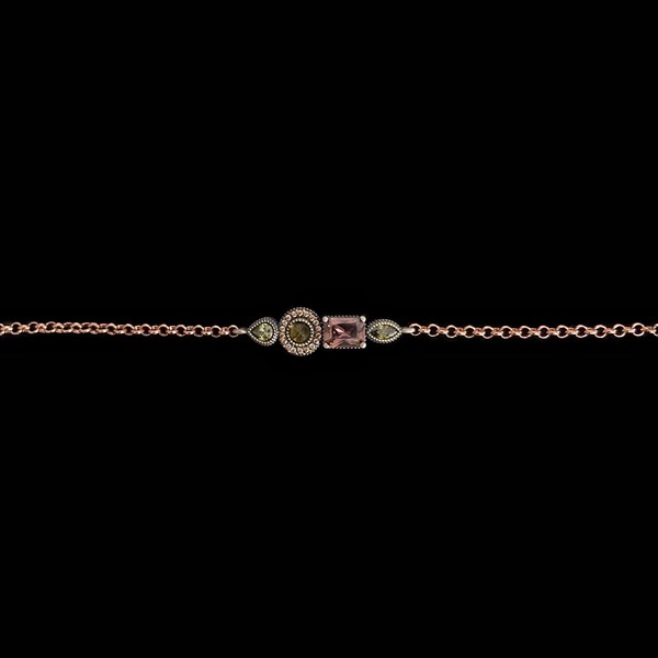 Pulsera Havana de plata rosa, turmalina y peridotos