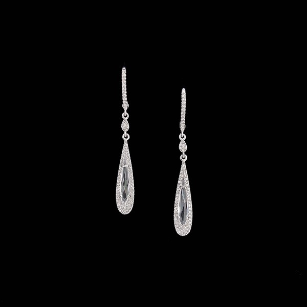 Pendientes Forever de oro blanco, diamantes y topacio