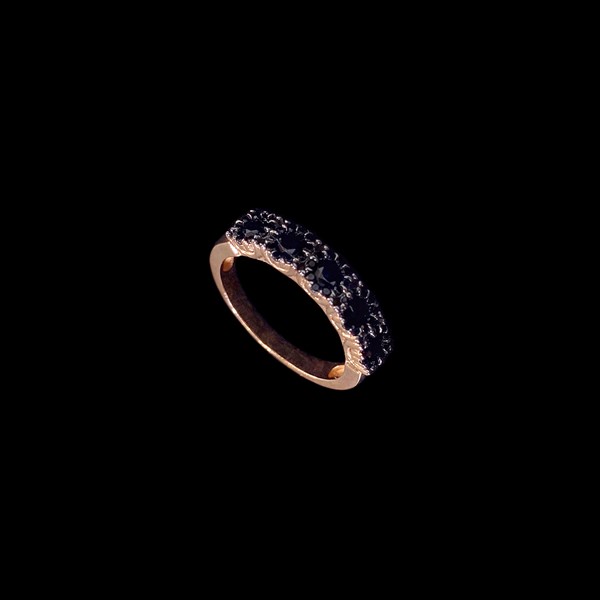 Anillo Aventûre de plata rosa y circonitas negras Sombre