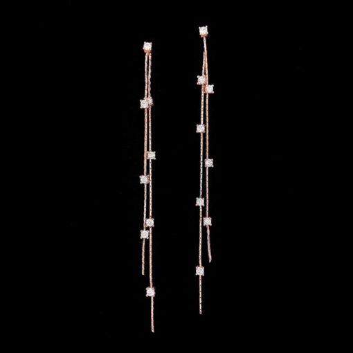 Pendientes Aventûre de plata rosa y circonitas blancas Minuit