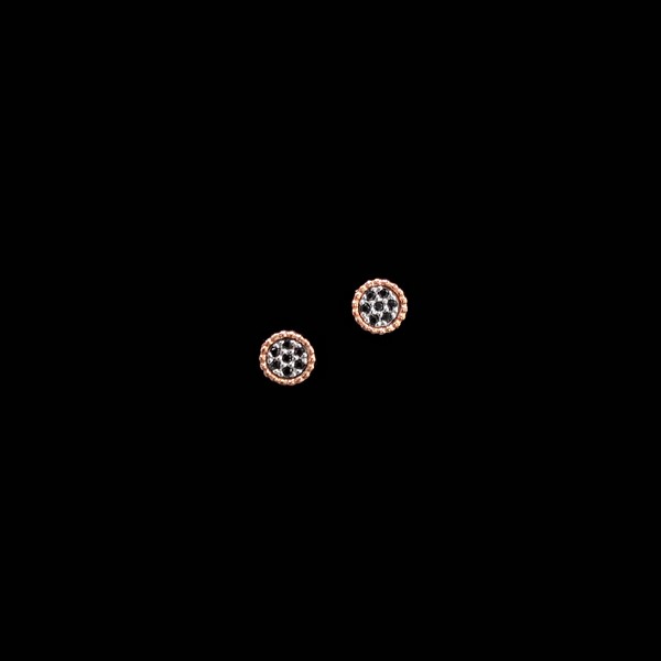 Pendientes Aventûre de plata rosa y circonitas negras Gâteau