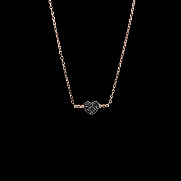 Colgante Aventûre de plata rosa y circonitas negras Amour