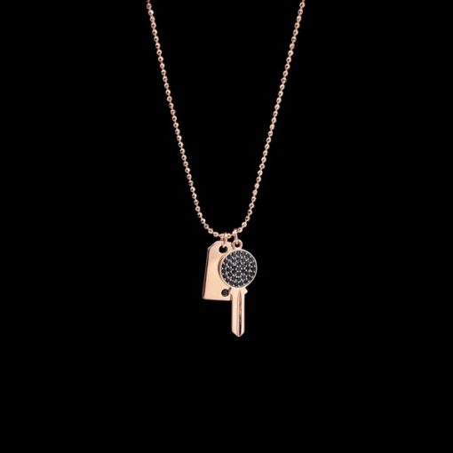 Colgante Aventûre de plata rosa y circonitas negras Clé