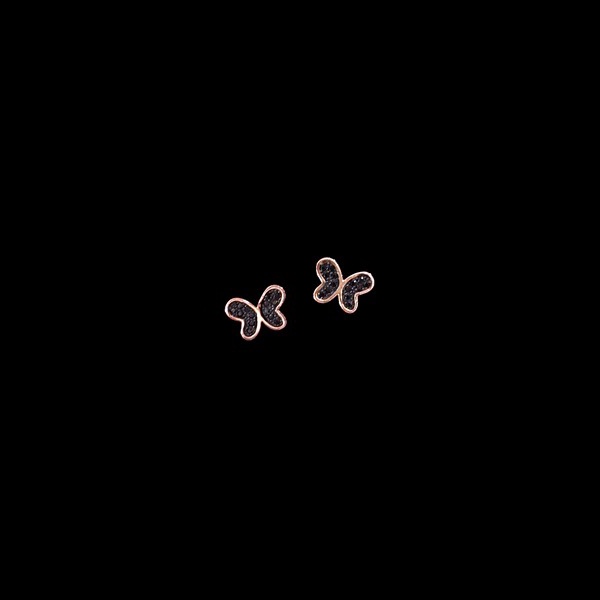 Pendientes Aventûre de plata rosa y circonitas negras Papillon