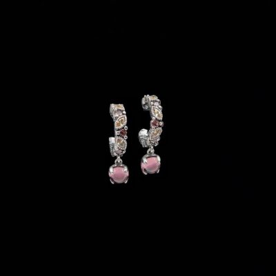 Pendientes Cloris de plata, cuarzos y rodolita Iris