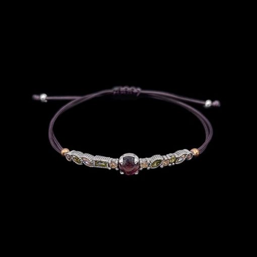 Pulsera Cloris de plata, cuarzos y rodolita Iris