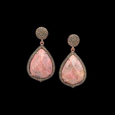 Pendientes Gemstones de plata rosa y rodonita
