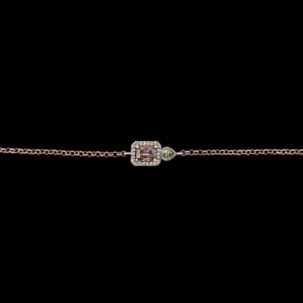 Pulsera Havana de plata rosa, peridoto y turmalina