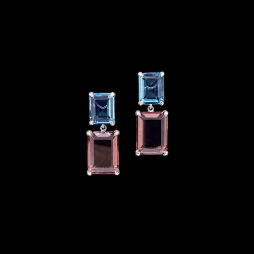 Pendientes Cloris de plata, rodolita y topacio Gaia