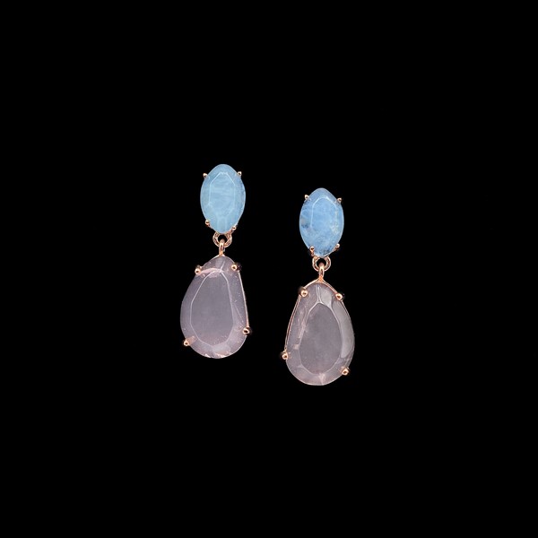 Pendientes Gemstones de plata rosa, cuarzo adamantino y rosa