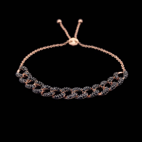 Pulsera Aventûre de plata rosa y circonitas negras Lien