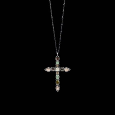 Colgante Enigma de plata y cuarzos Cruceta