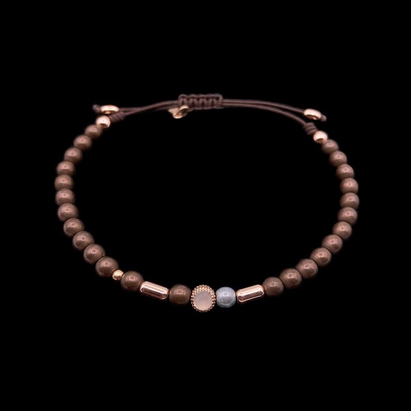 Pulsera Havana de plata rosa, cuarzo rosa y hematites Rumba