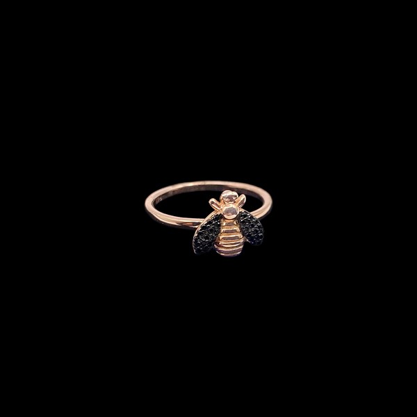 Anillo Aventûre de plata rosa y circonitas negras Abeille