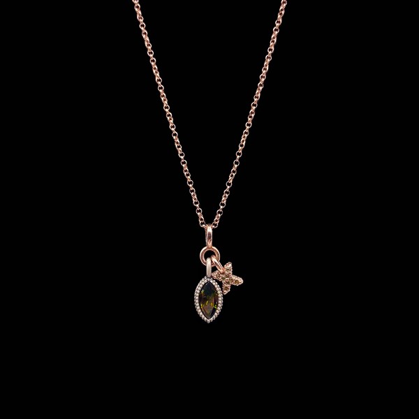 Colgante Havana de plata rosa, peridoto y circonitas champagne