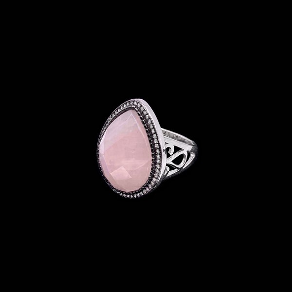 Anillo Gemstones de plata y cuarzo rosa Gina