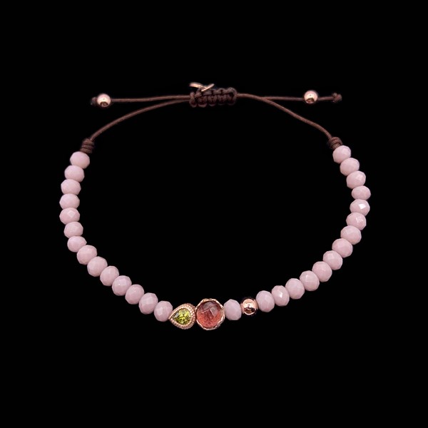 Pulsera Havana de plata rosa, turmalina y hematites rosa