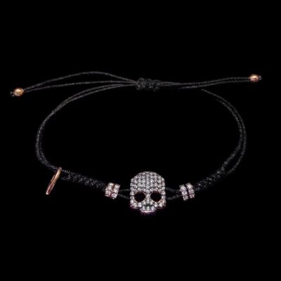 Pulsera Aventûre de plata rosa y circonitas blancas Crâne