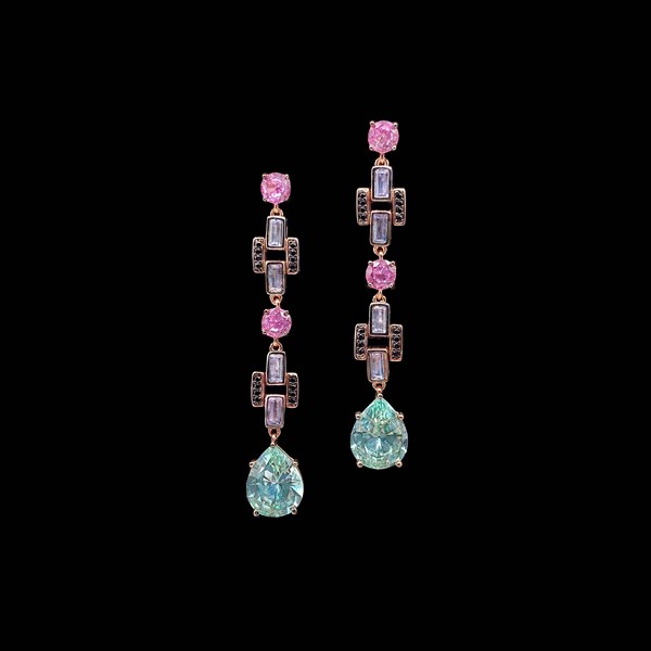 Pendientes Baccara de plata rosa y circonitas verdes Fantasy