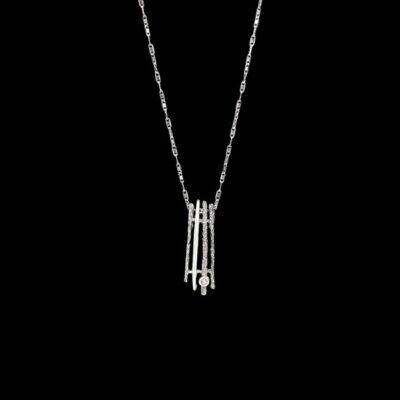 Colgante Miyabi de oro blanco y diamante Kanji