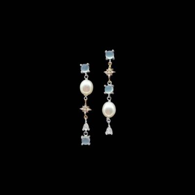 Pendientes Lido de plata, oro, perlas y espinelas Elmo