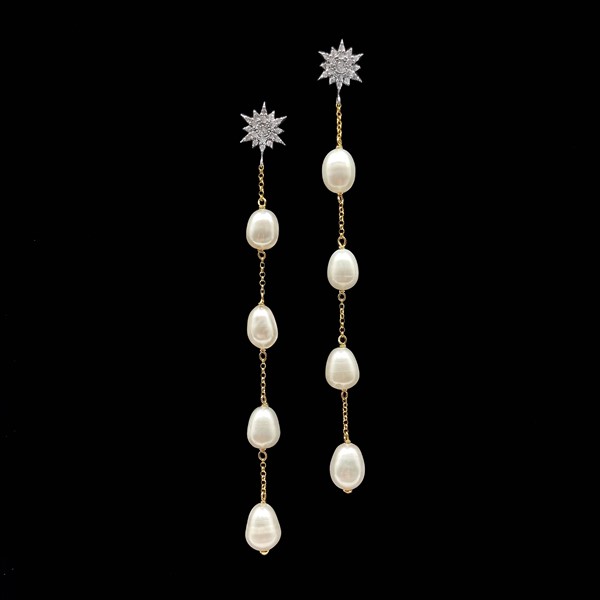 Pendientes Lido de plata, perlas y espinelas Carlo IV
